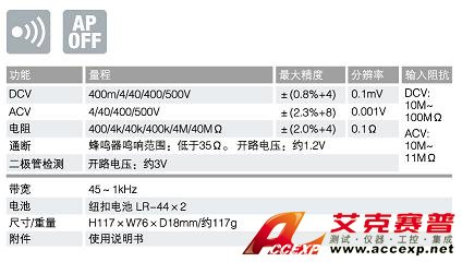 PM11數(shù)字萬用表|日本三和Ssanwa數(shù)字萬用表  技術(shù)參數(shù)